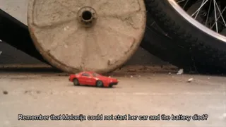 Melanija crushes the little car as revenge