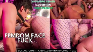 Femdom Face fucking Male Sub in Chastity