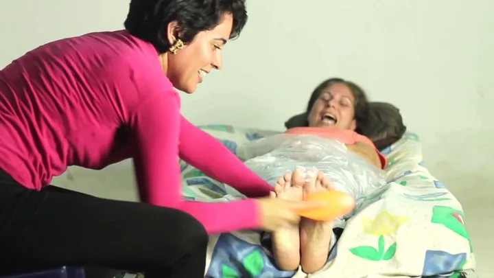 Selena's step-mom gets mummified and her feet tickled!