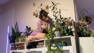 Sexy elf masturbates in flowers