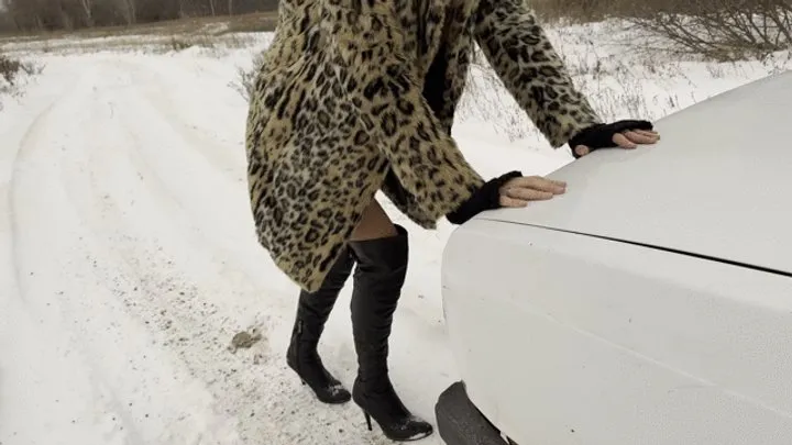 VIKA GOT STUCK IN THE SNOW IN A VAZ 2107  PRO RES HDR (full video 40 min) upskirt version 04