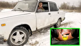 VIKA GOT STUCK IN THE SNOW IN A VAZ 2107  1080 PRO RES HDR (full video 40 min) upskirt version