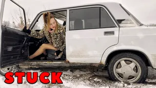 VIKA GOT STUCK IN THE SNOW IN A VAZ 2107  1080 PRO RES HDR (full video 40 min)