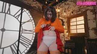 Jinkies! Velma Vores a Tiny Villain featuring Unaware Giantess, Cosplay, Vore, Tiny Man POV, Villains, Nerd Girls, Belly Rubbing with Lita Lecherous