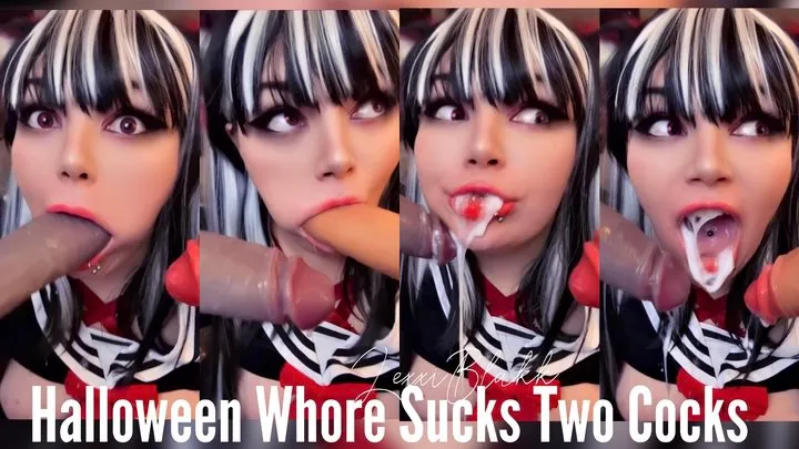 Halloween Whore Sucks 2 Cocks