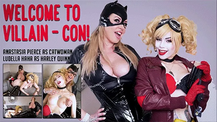 VILLAIN CON, super heroine cosplay lesbian parody Catwoman - Harley Quinn with Ludella Hahn and Anastasia Pierce