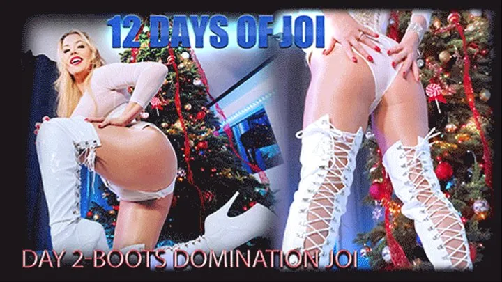 12 Day of JOI - Day 2 Thigh High Boot Domination Jerk off Game with Anastasia Pierce, Holidays Christmas Milf Femdom JOI Game, white shiny boots