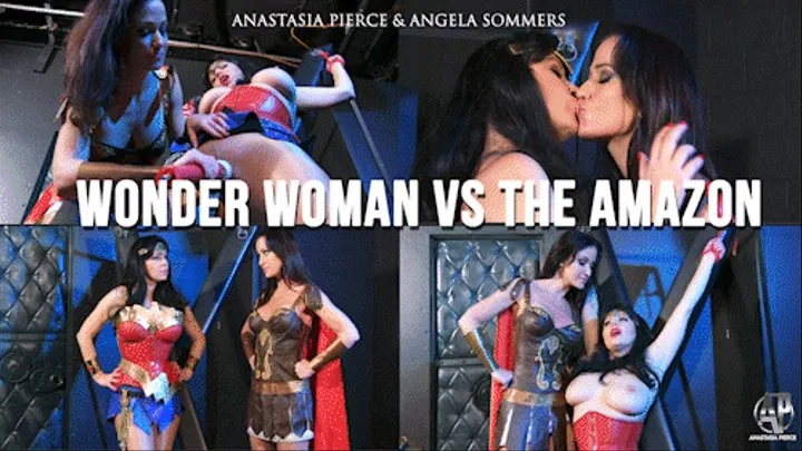 Wonder Woman Vs The Amazon, Lesbian Cosplay with bondage and orgasm with Anastasia Pierce and Angela Sommers