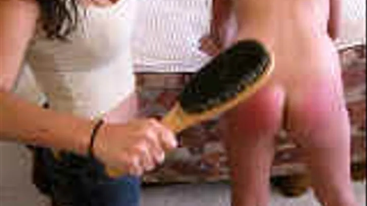 Nude hairbrush spanking for Paige