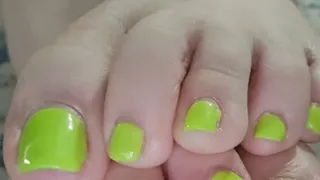 Super close soles and toe wiggles with fat pussy peeking under my dress