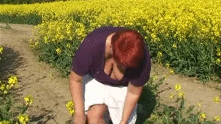 Outfit change in canola field