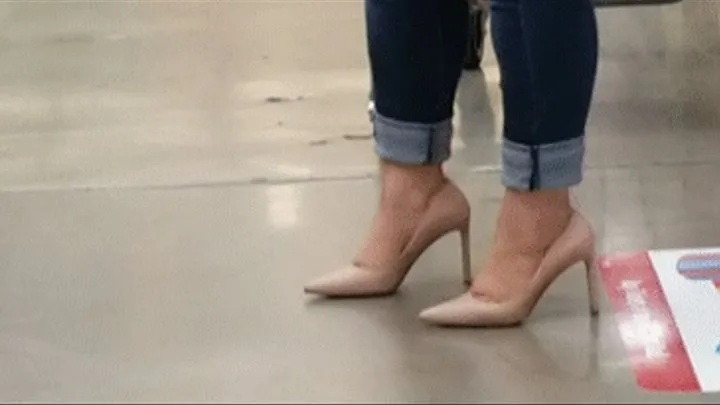 Candid Beige Stilettos Grocery Shopping