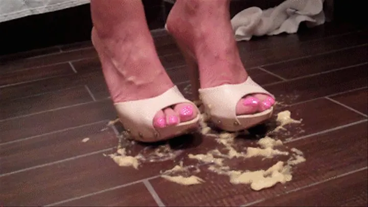 Smashing a Banana with My Stiletto Mules and Pink Toenails