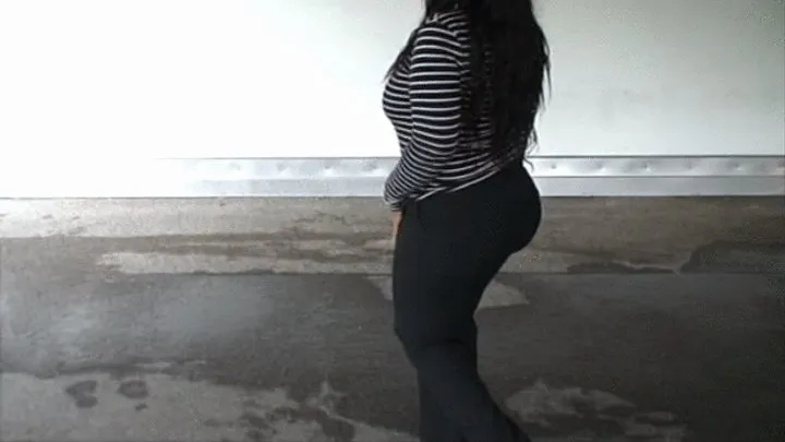 big butt black girl Samantha in skintight lace and striped bussiness and high heels