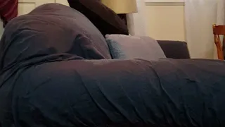 Big butt girl Erin with big tighs in skintight blue jeans in the bedroom 2