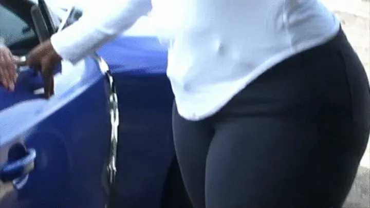 Curvy black + white women in skintight black jeans and on high heels