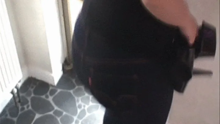 Big butt Deea walking in skinny levis and high heels