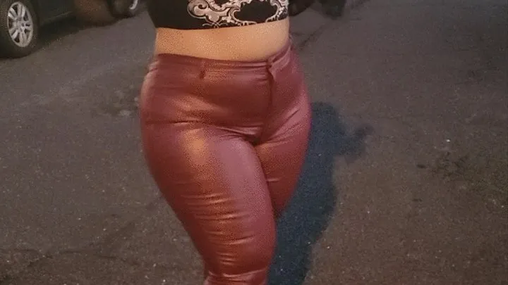 hot sexy american blonde girl Sweets in skintight Fashionova faux leather pants and on high heels 4