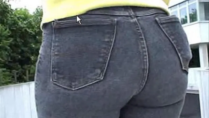 Brazil Girl spanked in grey skintight Mustang stretchjeans