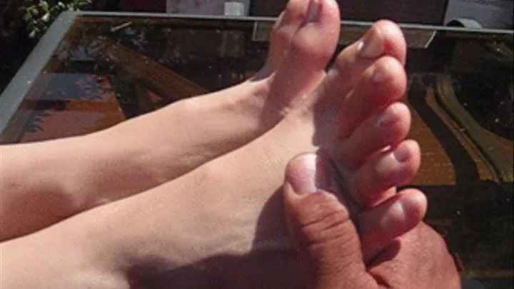 Julias feet in white dress #2