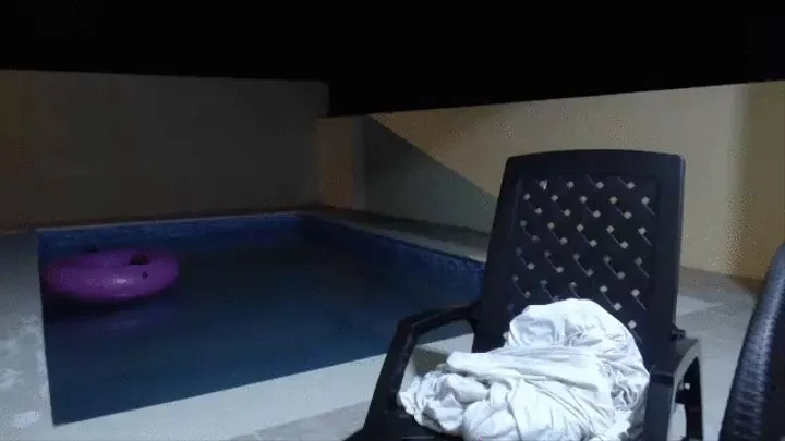 Solo Outdoor Masturbation Poolside At Night