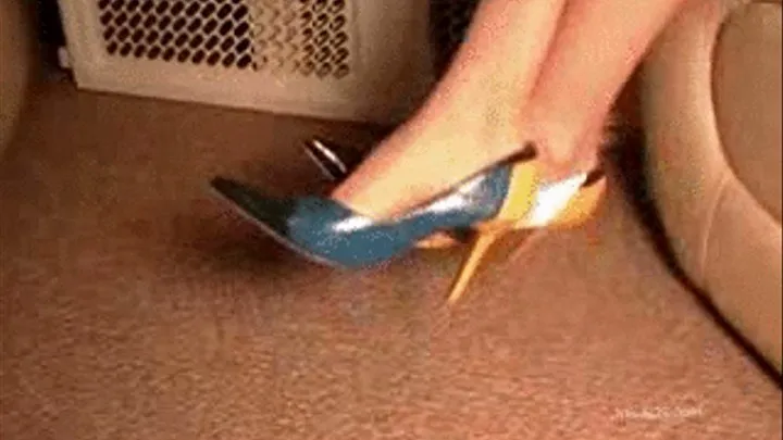 BLUEISH HEELS AT SOFA