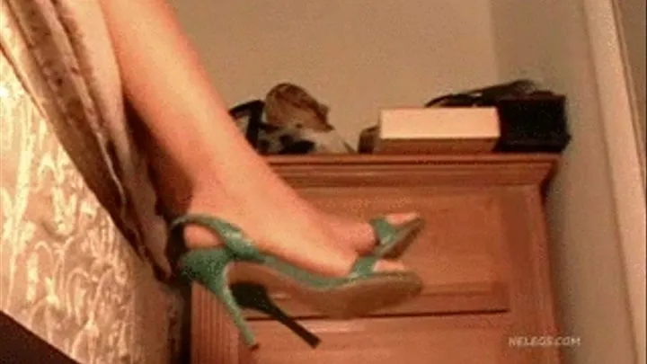 GREEN HEELS OFF OF THE BED