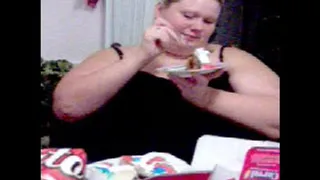 Destiny eats Ice Cream Cake