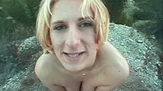 Short-haired chick is taken to the forest where she can freely fuck in the wildlife - part 1