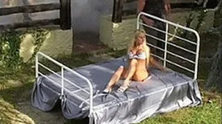 Innocent golden girl gets banged outside on a chariot bed shrine made for fucking - part 2