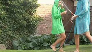 Soaking her wet with a hose for fun before soaking her with cum - part 1