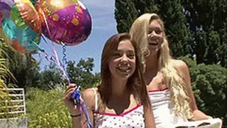 Young girlies celebrating an 18th birthday party with a little hardcore threesome - part 1