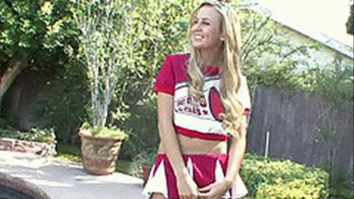 Beautiful cheerleader really wants to have sex with some hot guys and gets jizz in her face - high