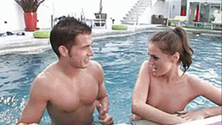 Hot 18 year old with tiny titties lured into the water in her birthday suit and fucked hard poolside - low