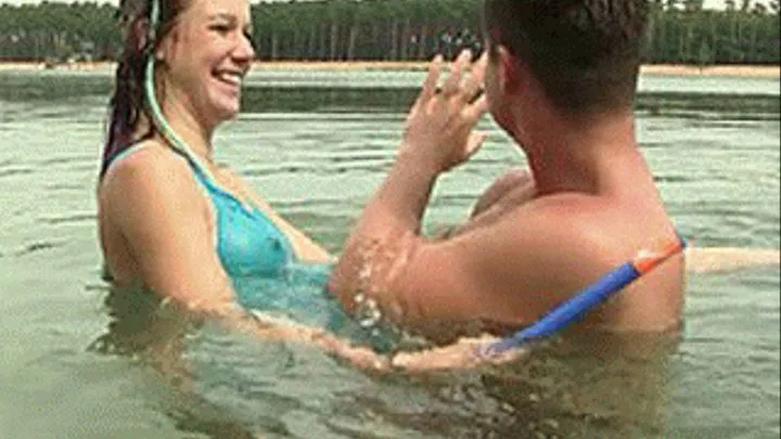 Having fun swimming at a lake and getting some of that tasty pussy too - high