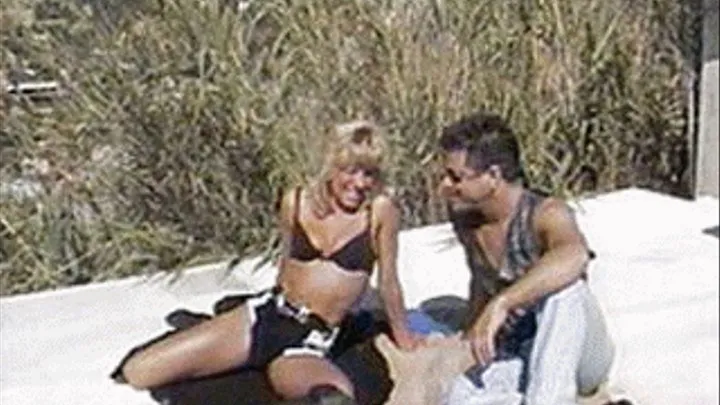 Leslie is a hot blonde tanning in the outdoors when a man comes by and fucks her - part 2