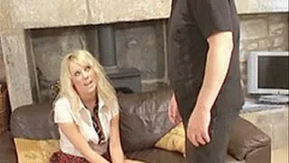 Sexy 19-yer old blonde amateur sitting on the cock of a much older man - high