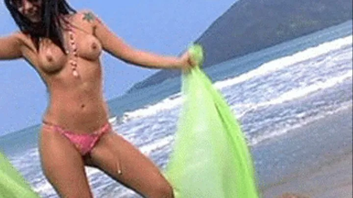 Brazilian hotties getting their hot tight bodies fucked on the beach - low