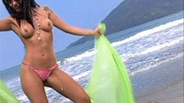 Brazilian hotties getting their hot tight bodies fucked on the beach - high