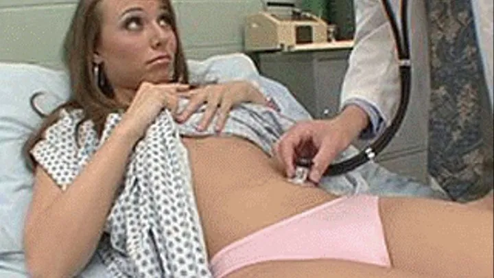 Doctors double team hot girl in the office filling her full of fluids for her checkup - high