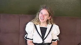 Curvy girlfriend strips from uniform to accept cum - part 1