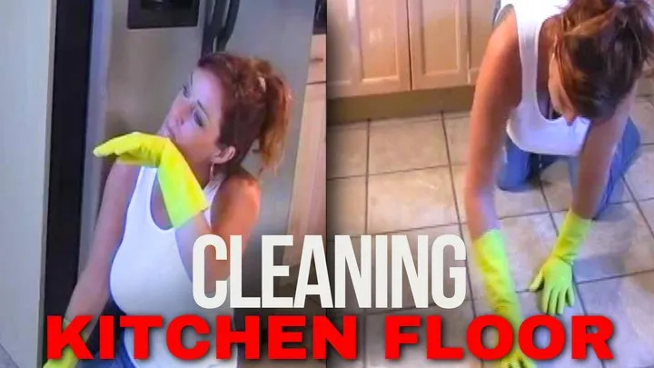 Gloves25 - Amateur MILF Cleaning the Kitchen Floor