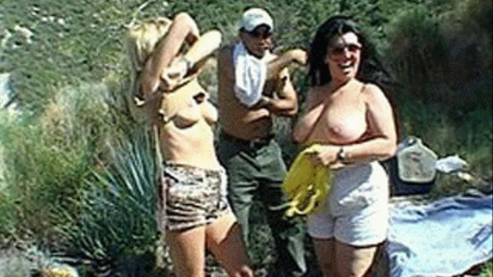 Hardbodied stud comes across two whore granny's that he fucks on a hike - part 2