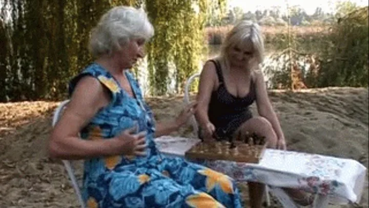 Innocent game of chess turns into vulva licking - high