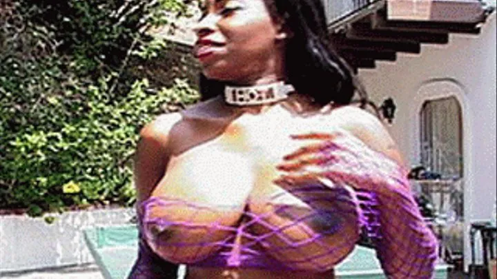 Urban style Ebony slut leaned over the pool getting a cocking on a warm day - part 1