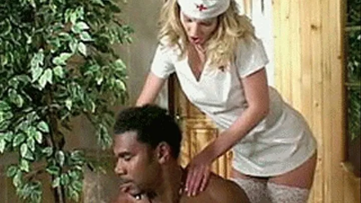 Goregeous blonde Nurse spreading her legs wide open for a monster dick - low