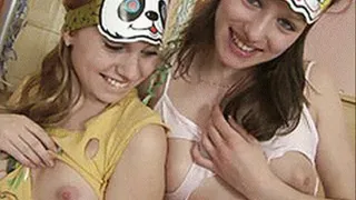 Beauties fell in love at a costume party and pussy fucked each other after - low