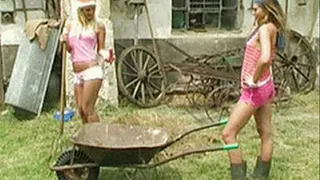 Farm girls barely 18 burying their face in each others crotches to lick away - low