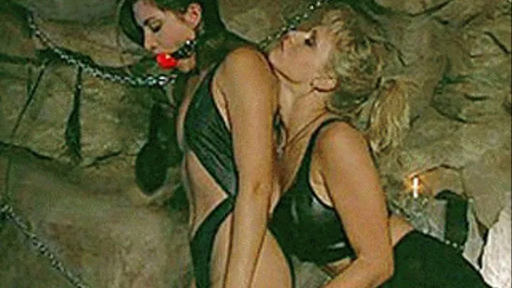 Dominatrix brings her slave into a cave to fuck her silly - high