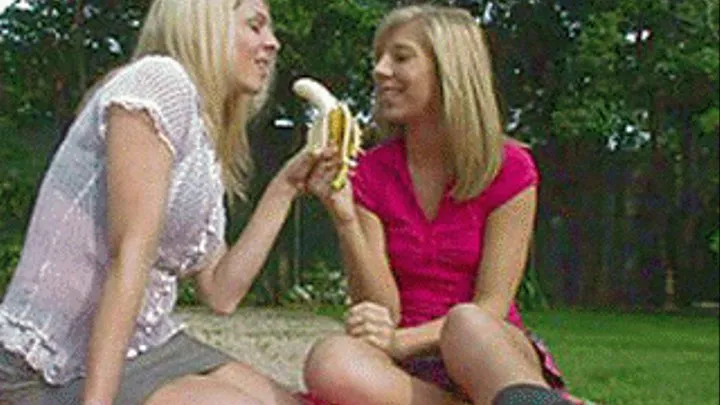 Blondes get in touch with Step-Mother Nature with tantric cunnilingus outdoors - part 1